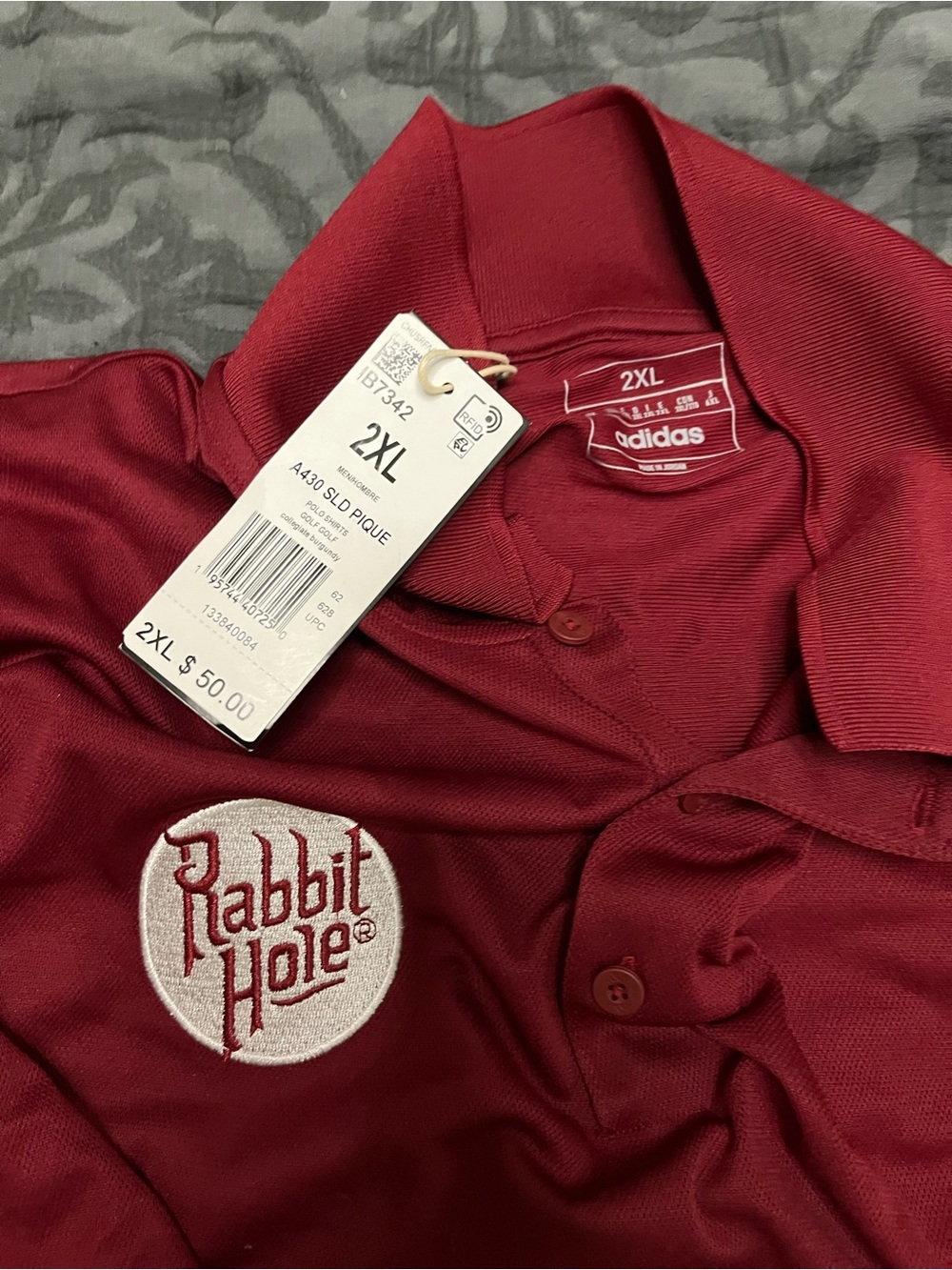 adidas Maroon Polo with Rabbit Hole Embroidered Logo